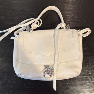 Rebecca Minkoff White Pebbled Leather Crossbody Bag with Silver Hardware